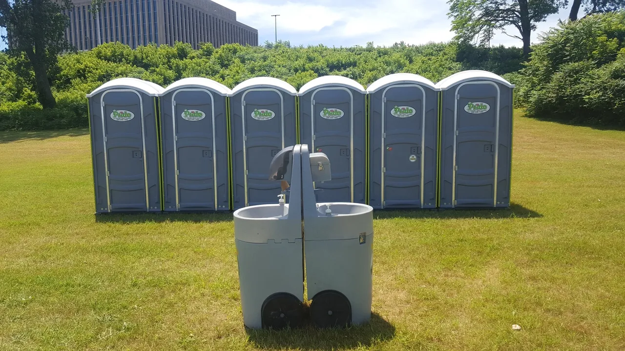 Outdoor wedding restroom rentals in Three Oaks, Michigan